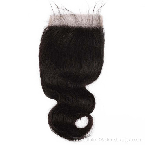 Wholesale 100% Human Hair 6*6 closure human hair Unprocessed Virgin Brazilian straight Hair Extension body wave